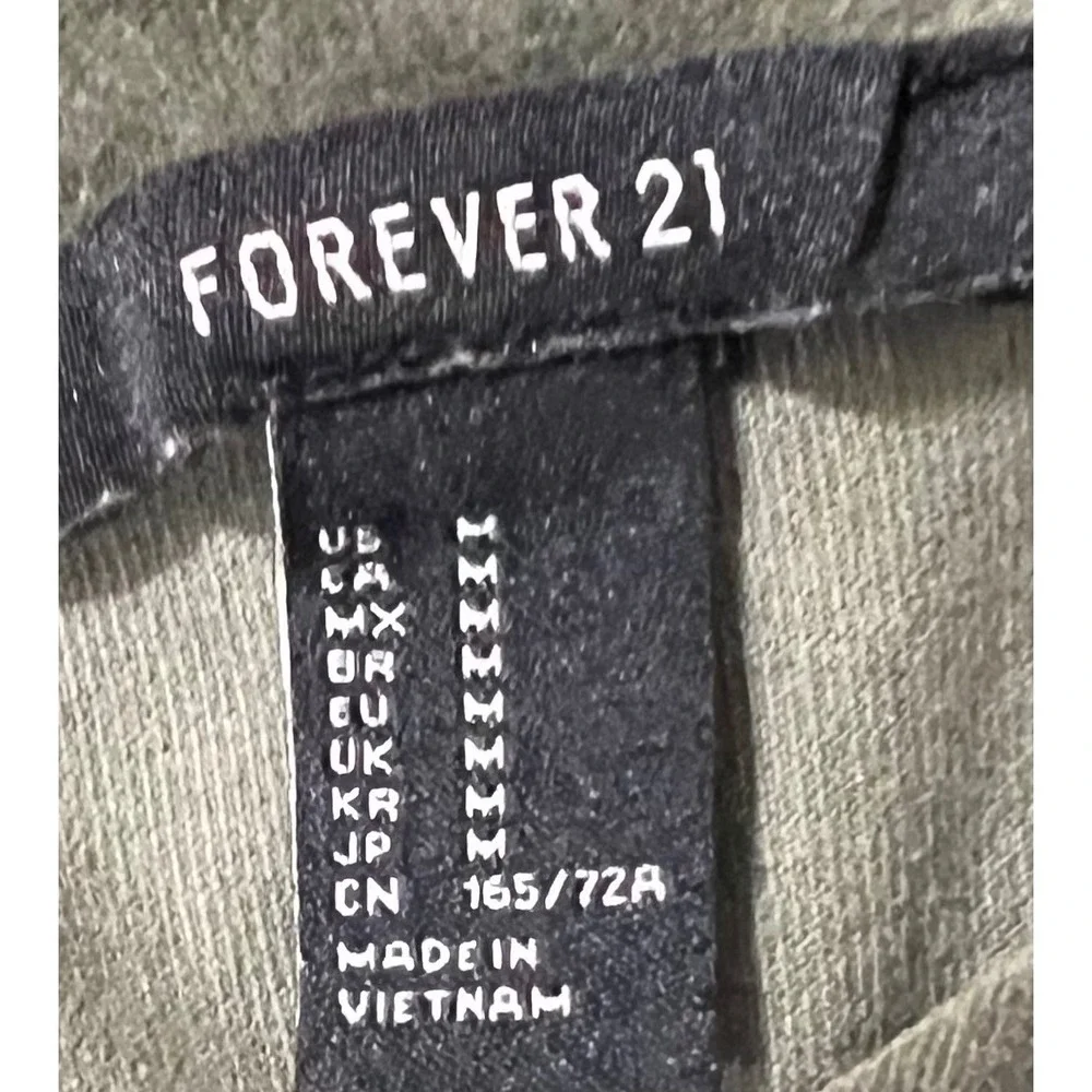 Forever 21 Olive Green Corduroy Mini Skirt Lace Up‎ Detail Casual Size M